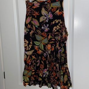 Dark Floral Wrapover Skirt